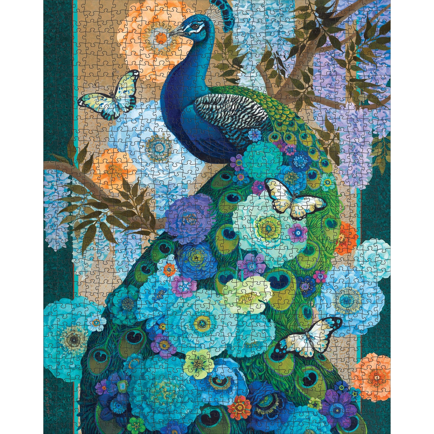 Pomegranate Floral Peacock by David Galchutt, 1000-Piece Jigsaw Puzzle