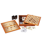 Wood Expressions 12-Inch Wooden Game Set (Chess, Checkers, Backgammon, Dominoes, Cribbage, Poker Dice, Cards)