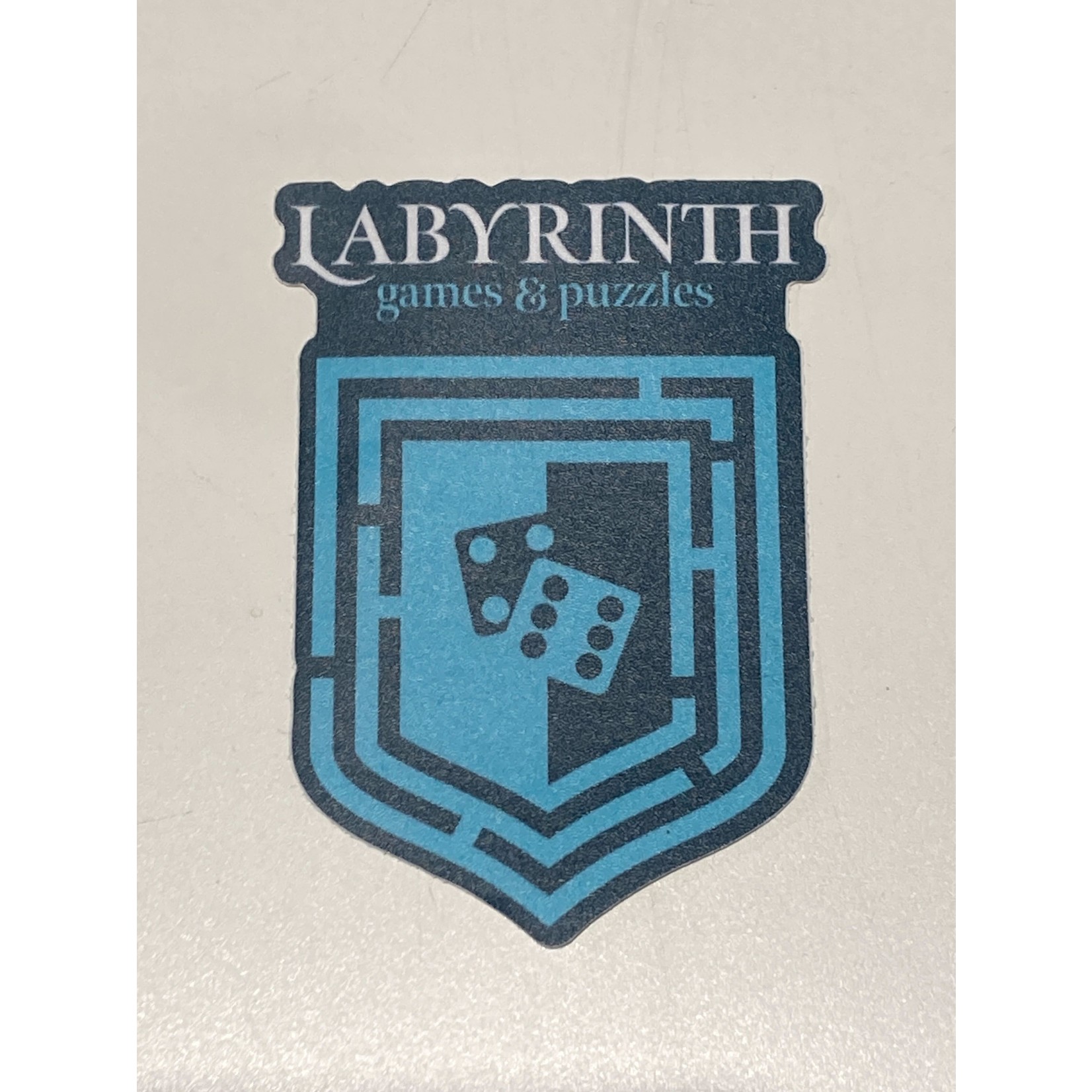 Labyrinth Sticker: Labyrinth Crest (Aqua with D6s)