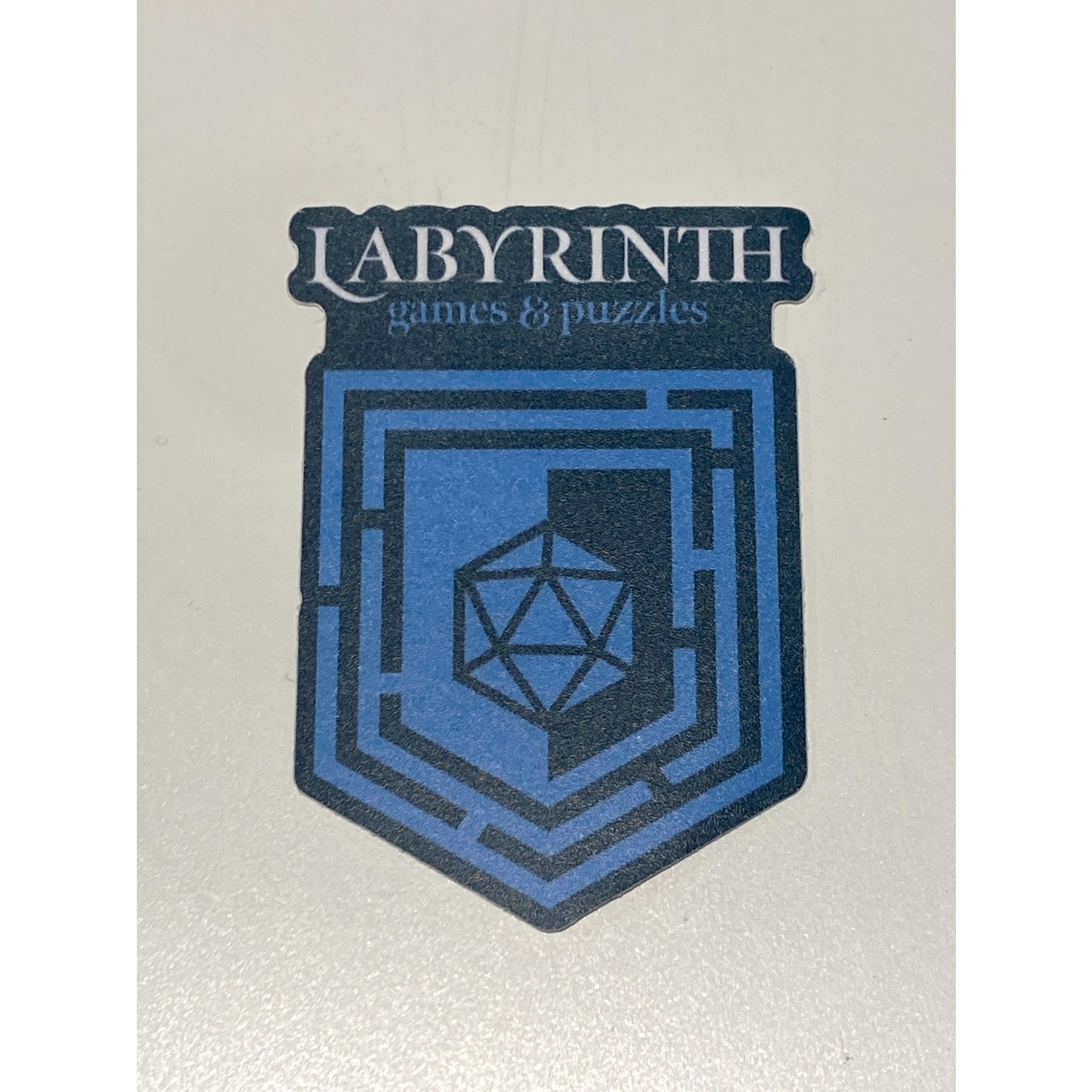 Labyrinth Sticker: Labyrinth Crest (Blue with D20)