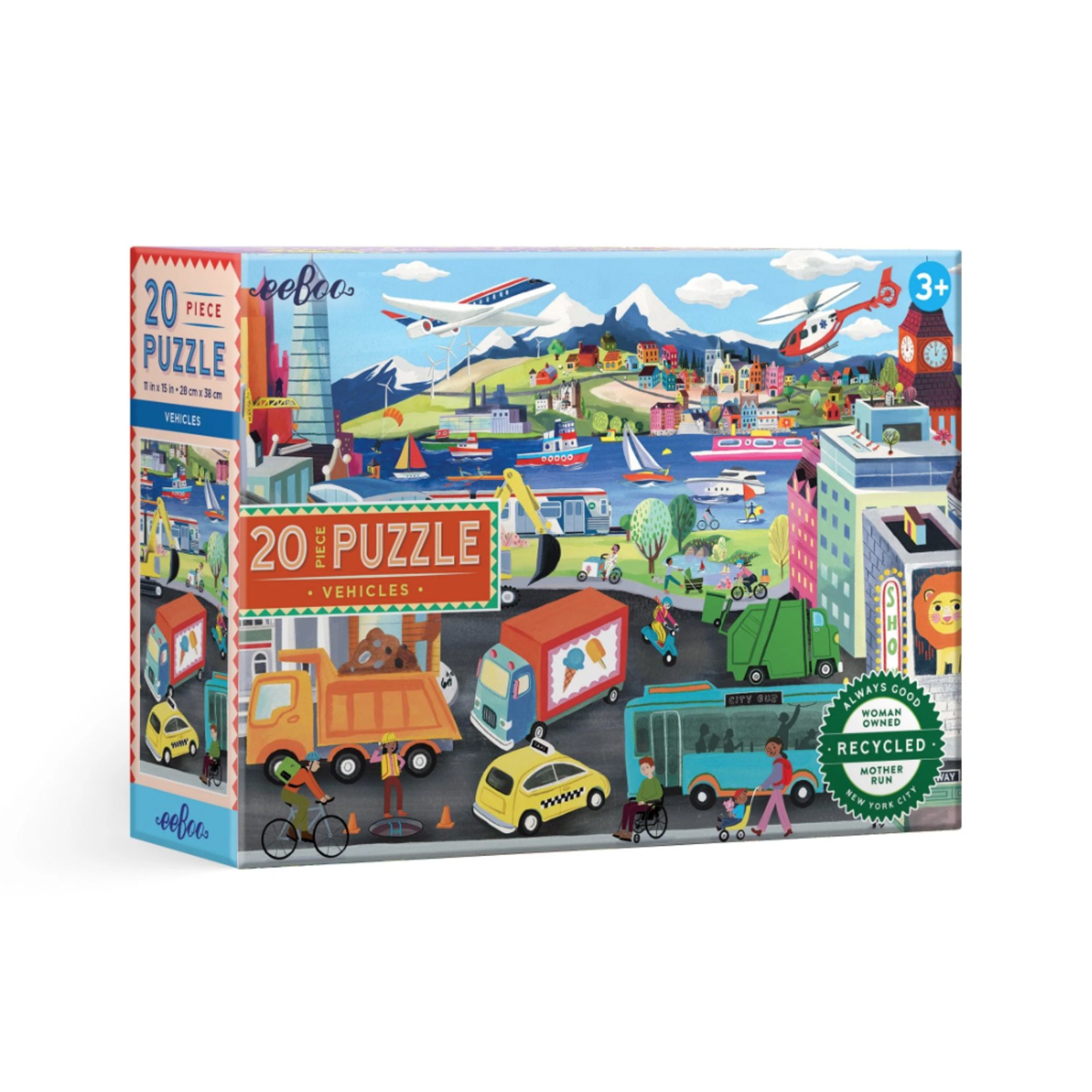 Eeboo Vehicles, 20-Piece Jigsaw Puzzle (Oversized)
