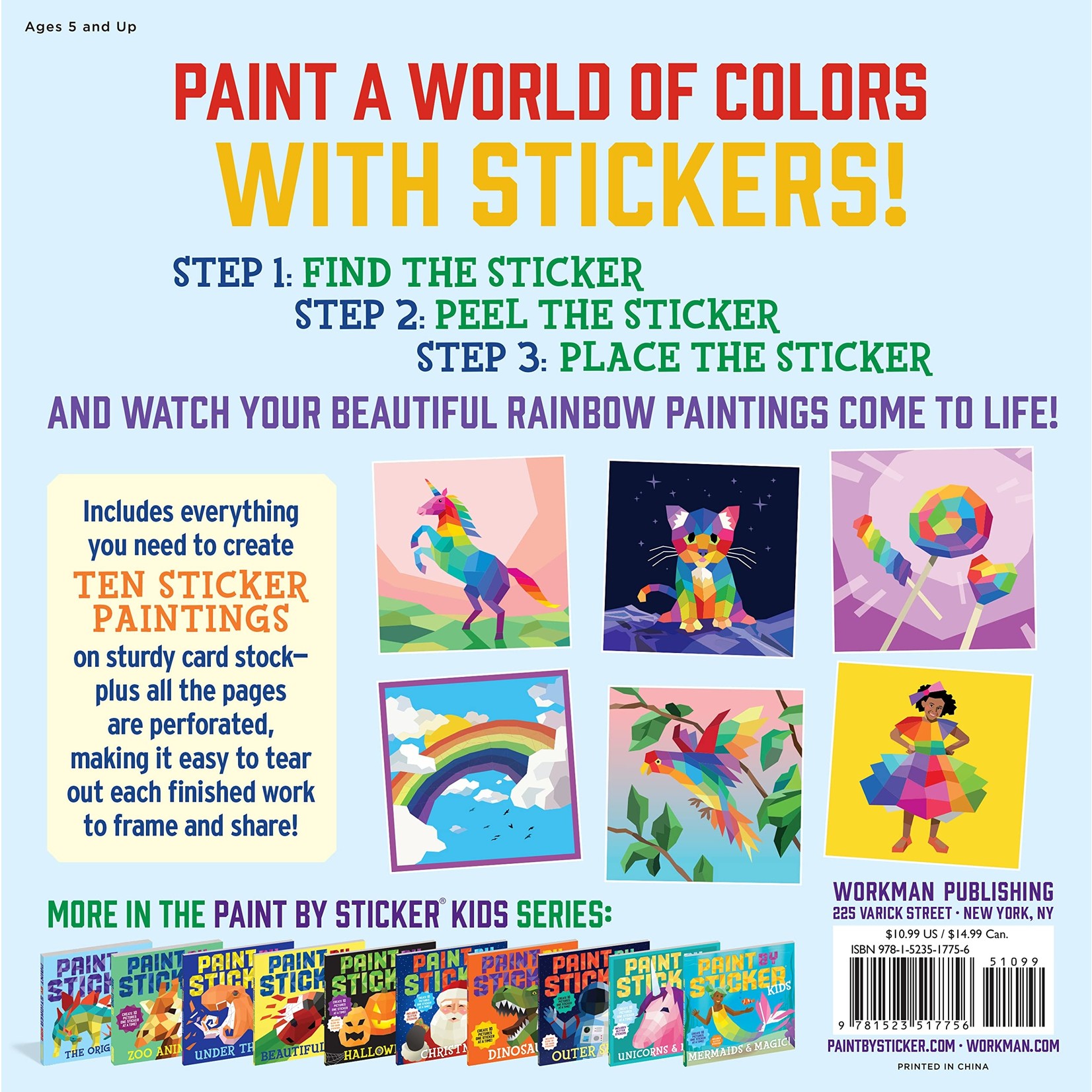 Workman Publishing Paint by Sticker – Kids: Rainbows Everywhere!