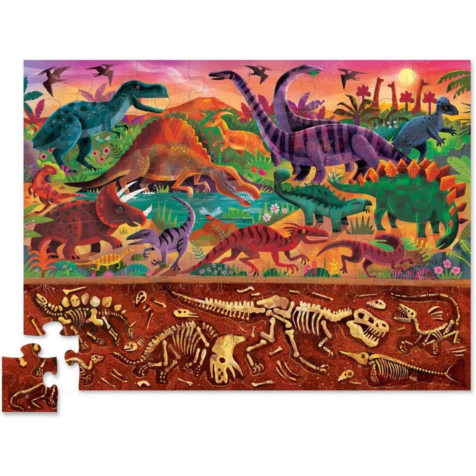 Crocodile Creek Above & Below: Dinosaur World, 48-Piece Floor Jigsaw Puzzle