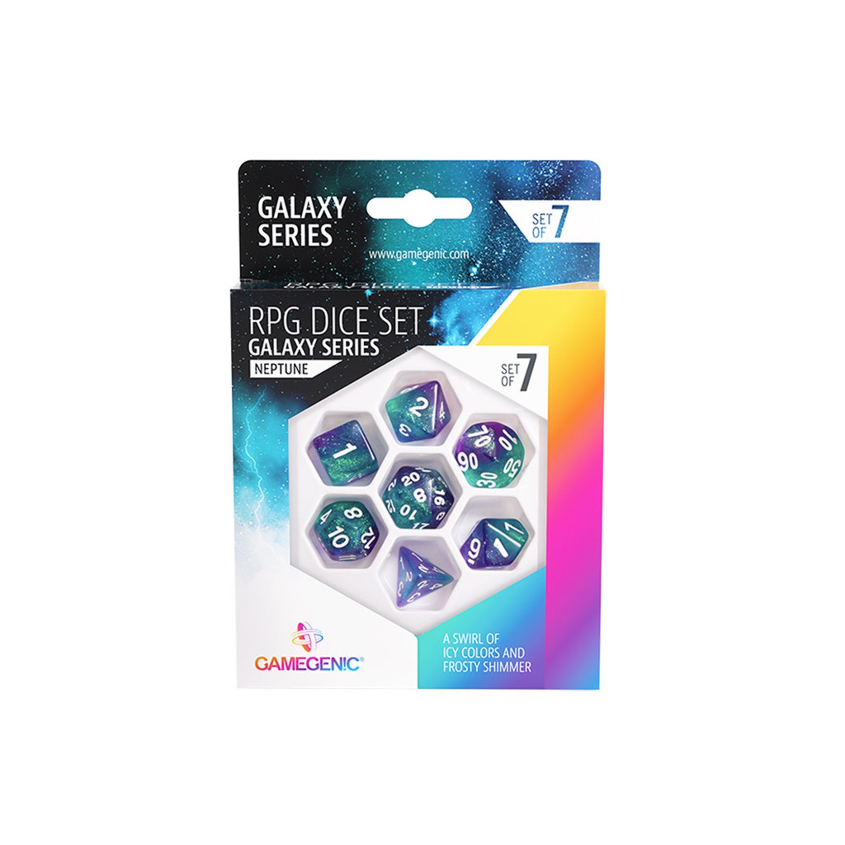 Gamegenic 7-Piece Dice Set: Galaxy Series (Neptune)