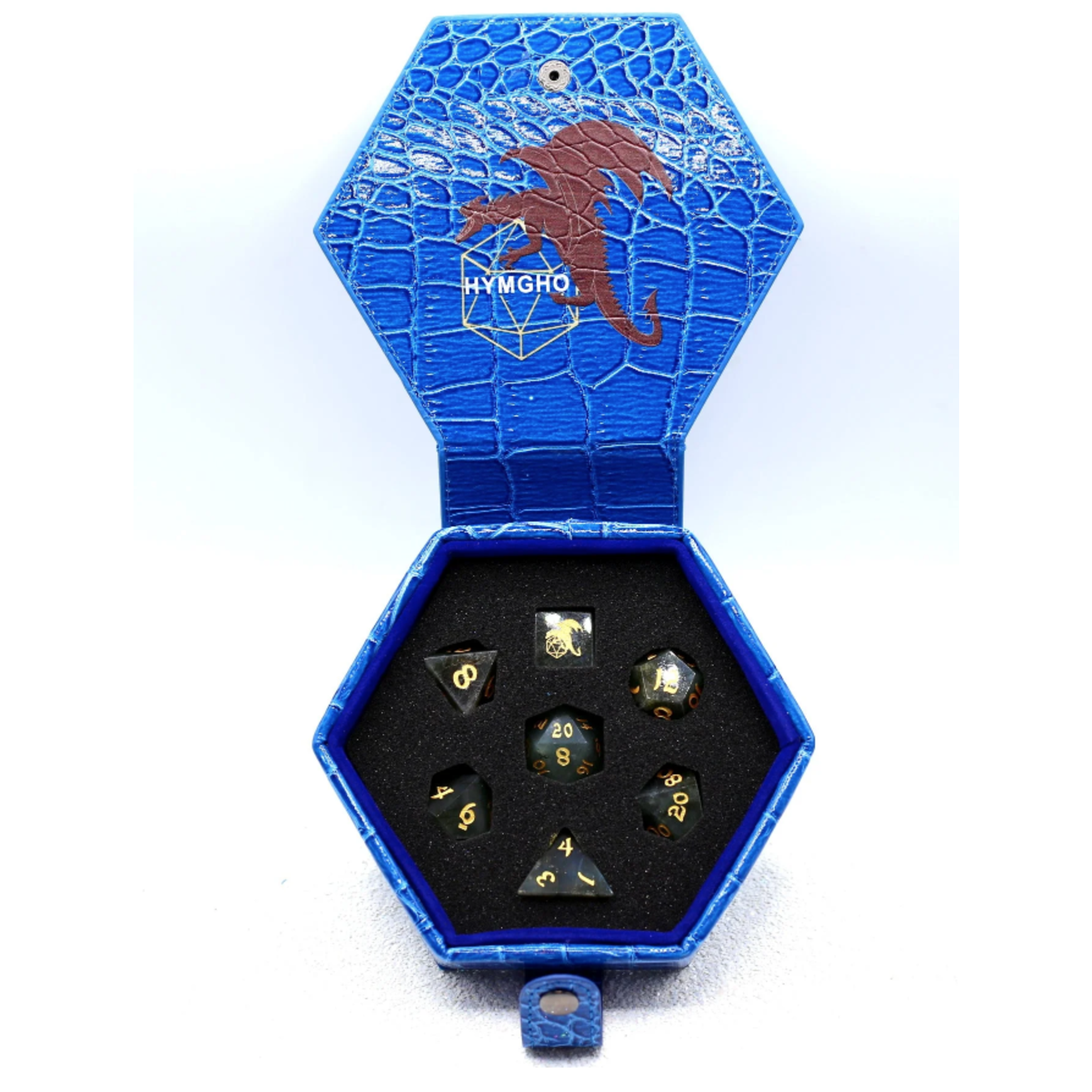 Hymgho Dice US 7-Piece Dice Set: Stone Sharp Edge Labradorite