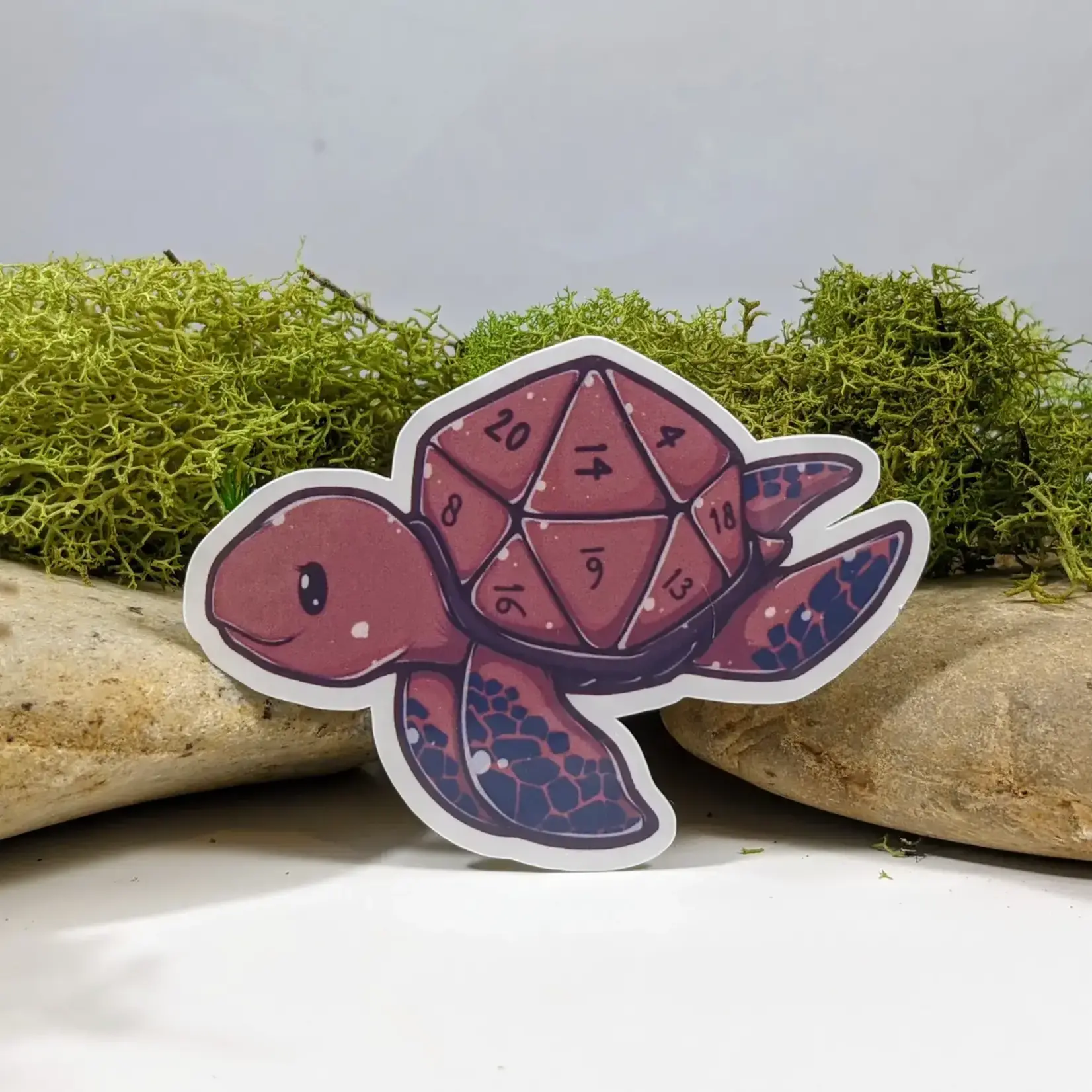 Mimic Gaming Co Sticker: Polyhedral Dice D20 Shell Turtle (2.5")