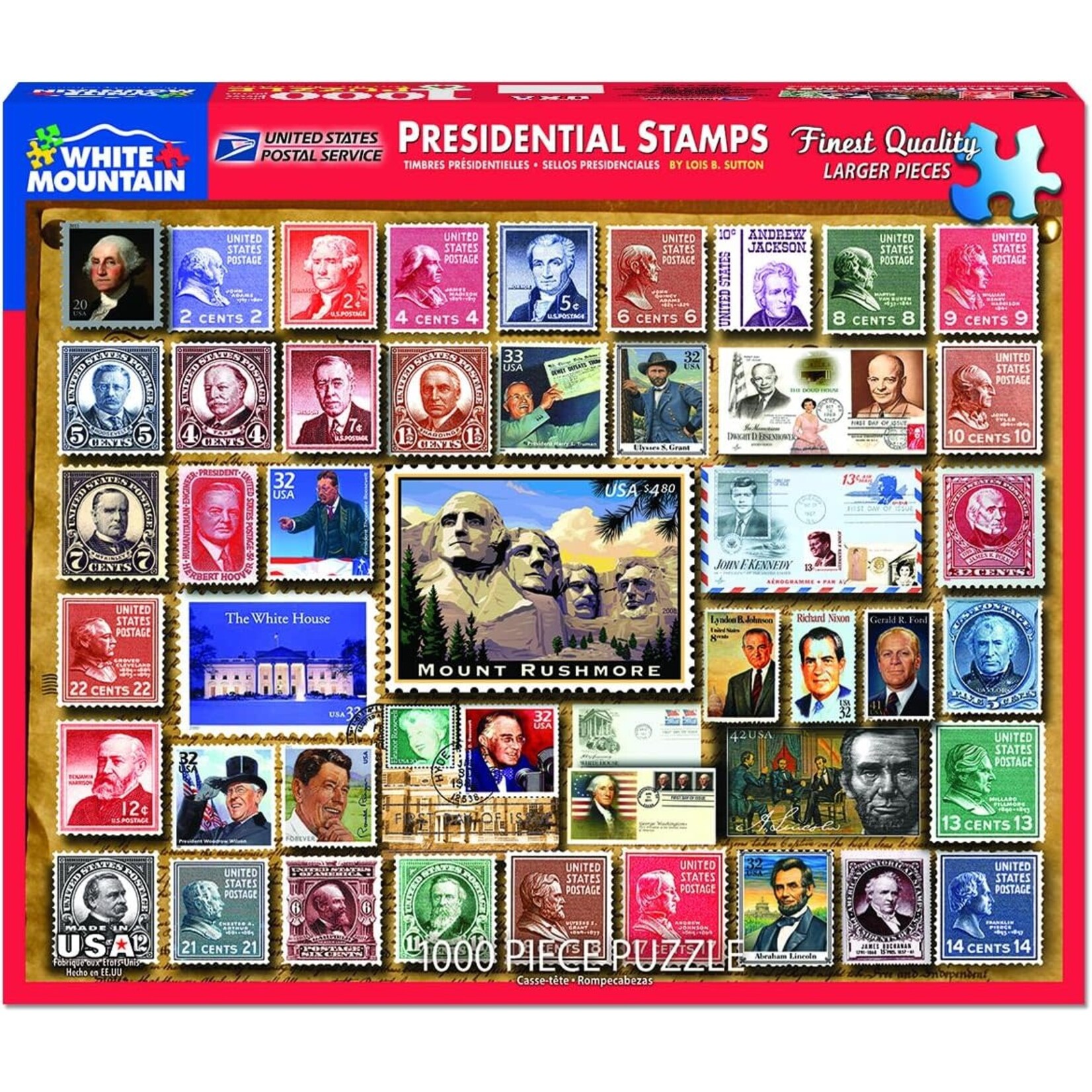 White Mountain Puzzles Presidential Stamps, 1000-Piece Jigsaw Puzzle