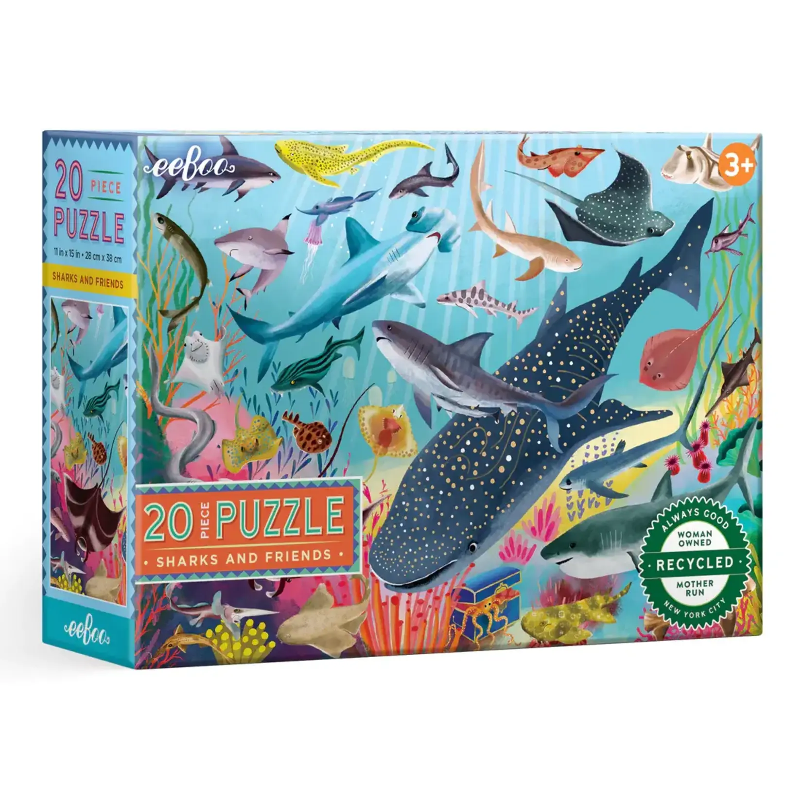 Eeboo Sharks and Friends, 20-Piece Jigsaw Puzzle