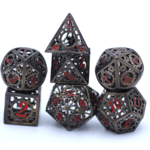 Hymgho Dice US 7-Piece Dice Set: Black and Blood Hollow Metal Gears of Providence