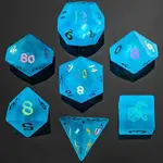 Hymgho Dice US 7-Piece Dice Set: Dragon's Horde Gem Stone - Sea Blue