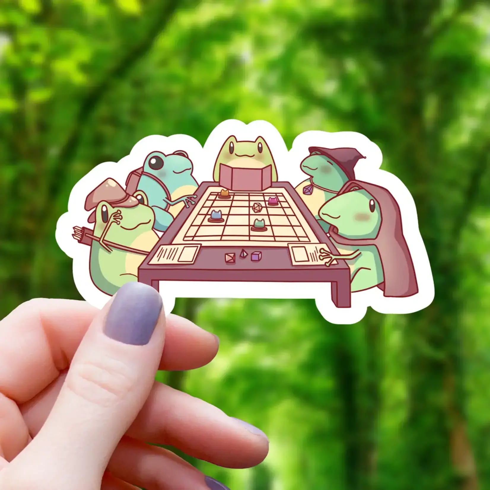 Mimic Gaming Co Sticker: Frogs Playing RPG (3")