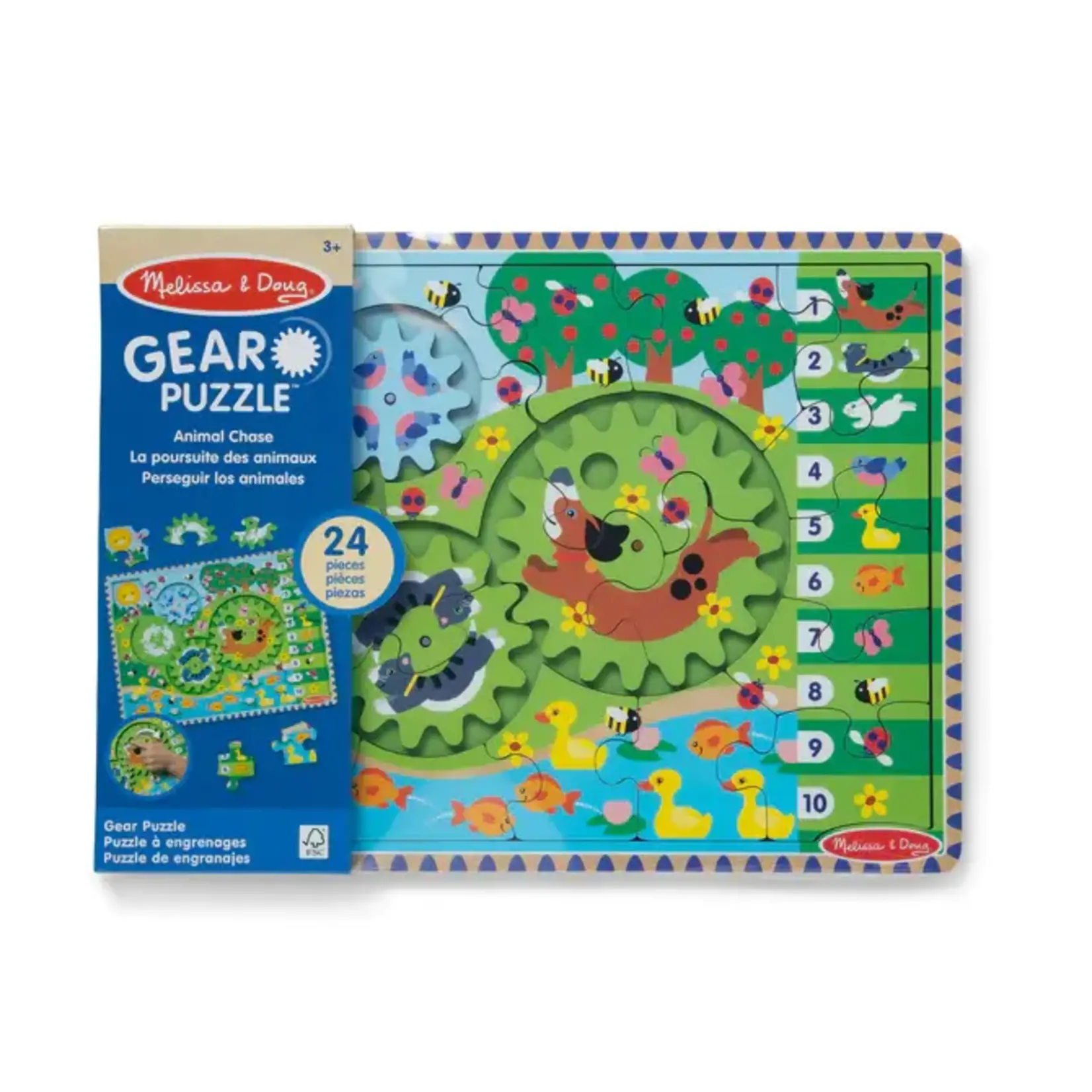 Melissa and Doug Animal Chase, 24-Piece Gear Jigsaw Puzzle (Wooden)