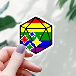 Mimic Gaming Co Sticker: Rainbow Pride D20 Dice (3")