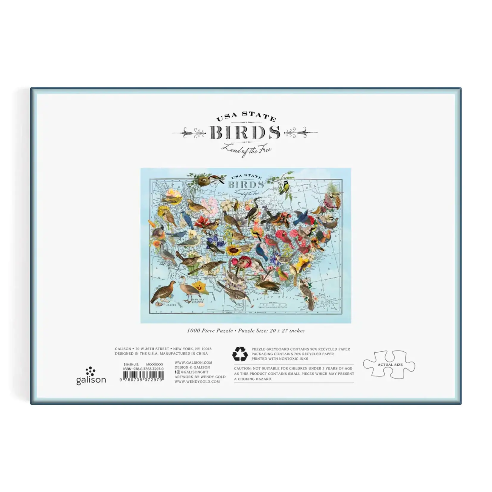 Galison State Birds by Wendy Gold, 1000-Piece Jigsaw Puzzle