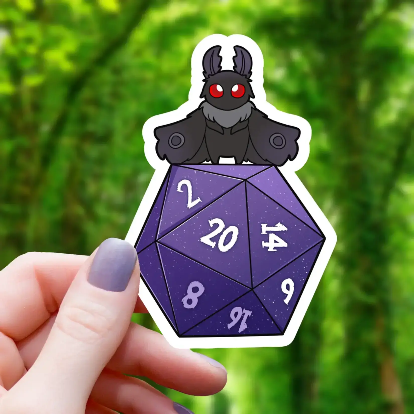 Mimic Gaming Co Sticker: Mothman on Polyhedral D20 (3")