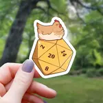 Mimic Gaming Co Sticker: Kawaii Chicken Sitting on D20 (3")