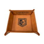 Labyrinth Dice Tray: Labyrinth Logo (Chestnut, Vegan Leather)