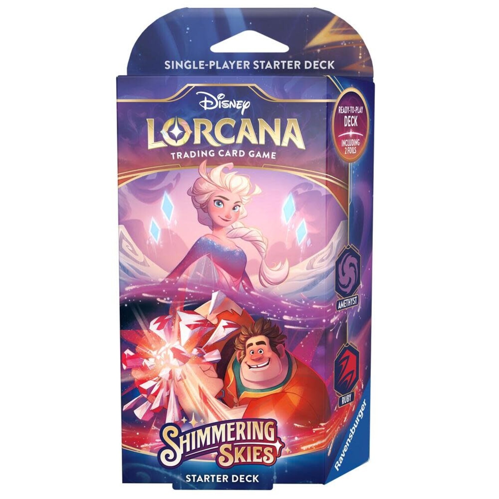 Ravensburger Disney Lorcana – Shimmering Skies Starter Deck, Amethyst & Ruby (Elsa)