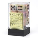 Chessex 12-Piece Dice Set: Festive Poly Circus with Black Pips (16mm, D6s Only)