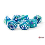 Chessex 7-Piece Dice Set: Festive Waterlily/White Mega-Hedrals