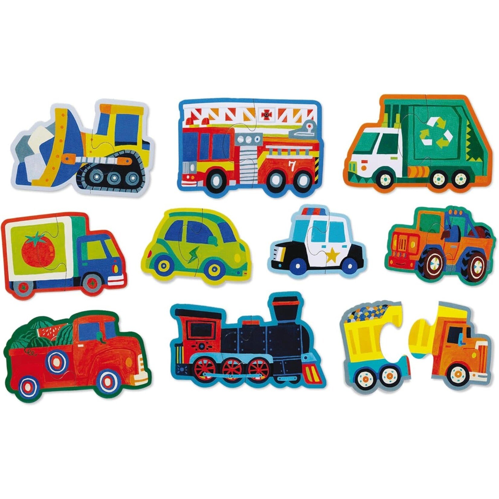 Crocodile Creek Let's Begin Vehicles, Ten 2-Piece Jigsaw Puzzles