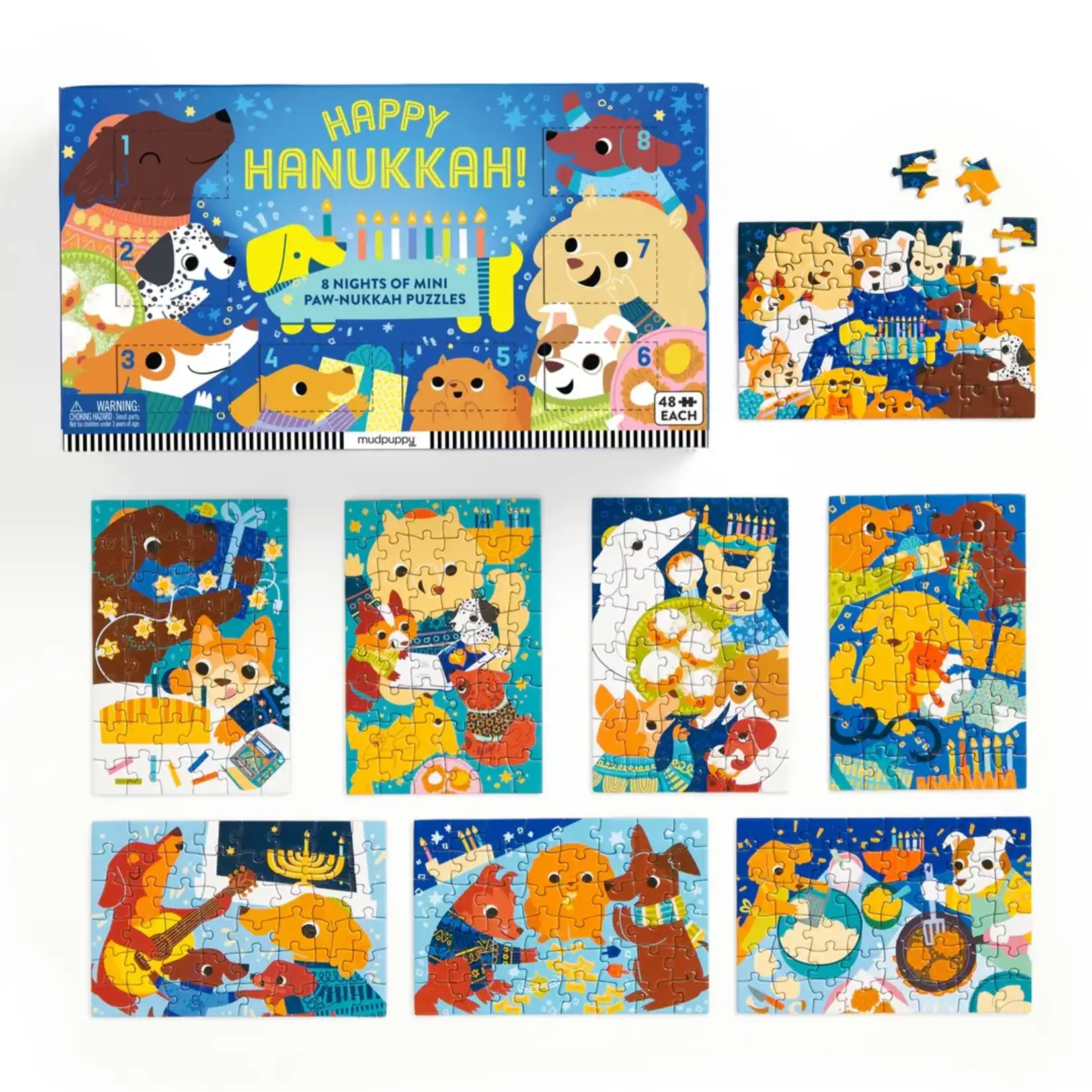 Mudpuppy Happy Hanukkah! 8 Nights of Mini Paw-nukkah Puzzles