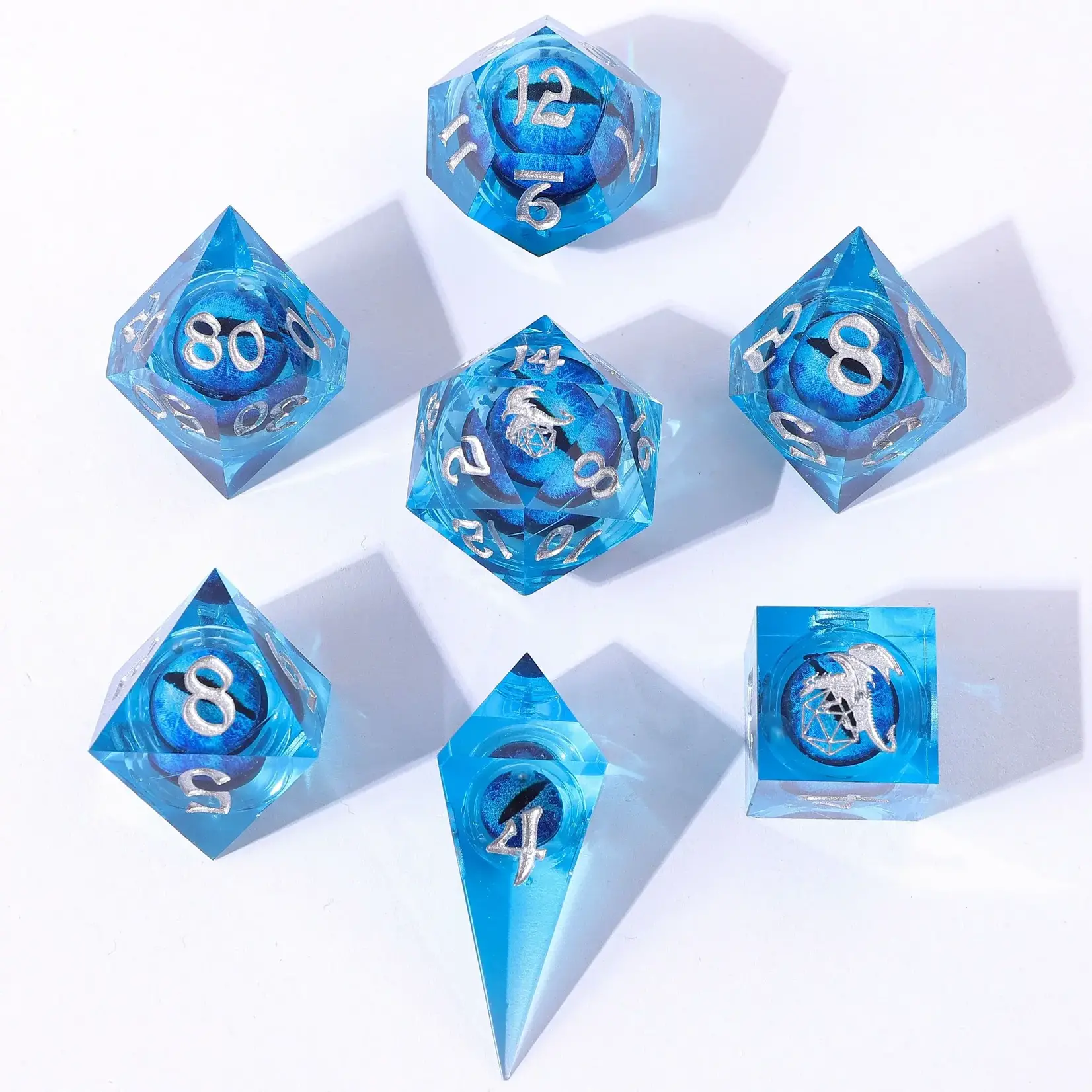 Hymgho Dice US 7-Set Sharp Edge Resin Beholder's Gaze Blue