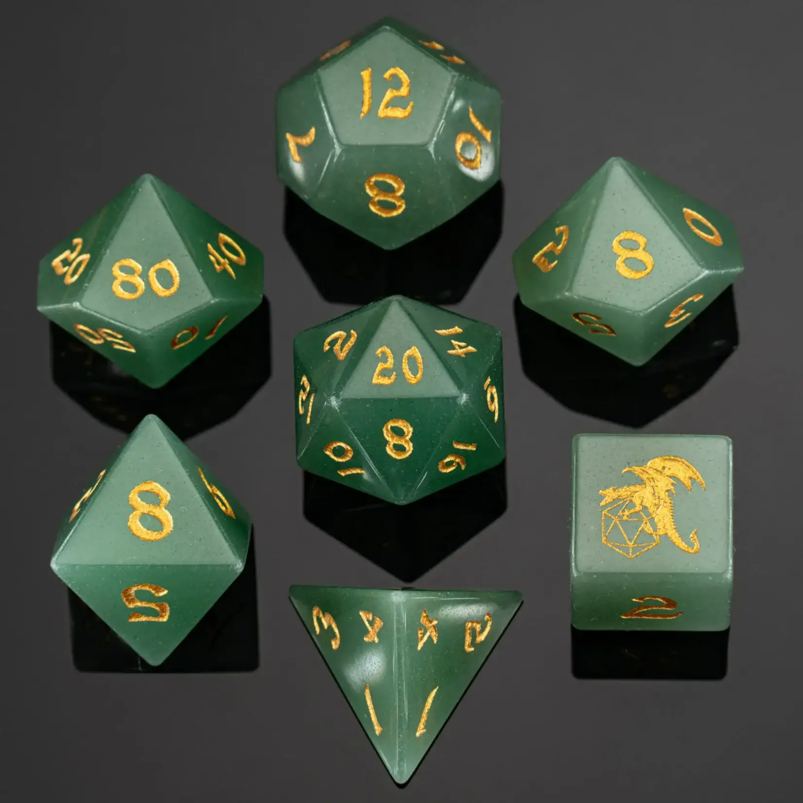 Hymgho Dice US 7-Set Dragon's Hoard Green Aventurine
