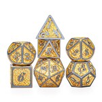 Hymgho Dice US 7-Set Metal Dragon Brushed Gold Dice