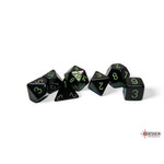 Chessex 7-Set Opaque Black with Green