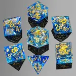 Hymgho Dice US 7-Set Sharp Edge Resin Blue Gold Foil