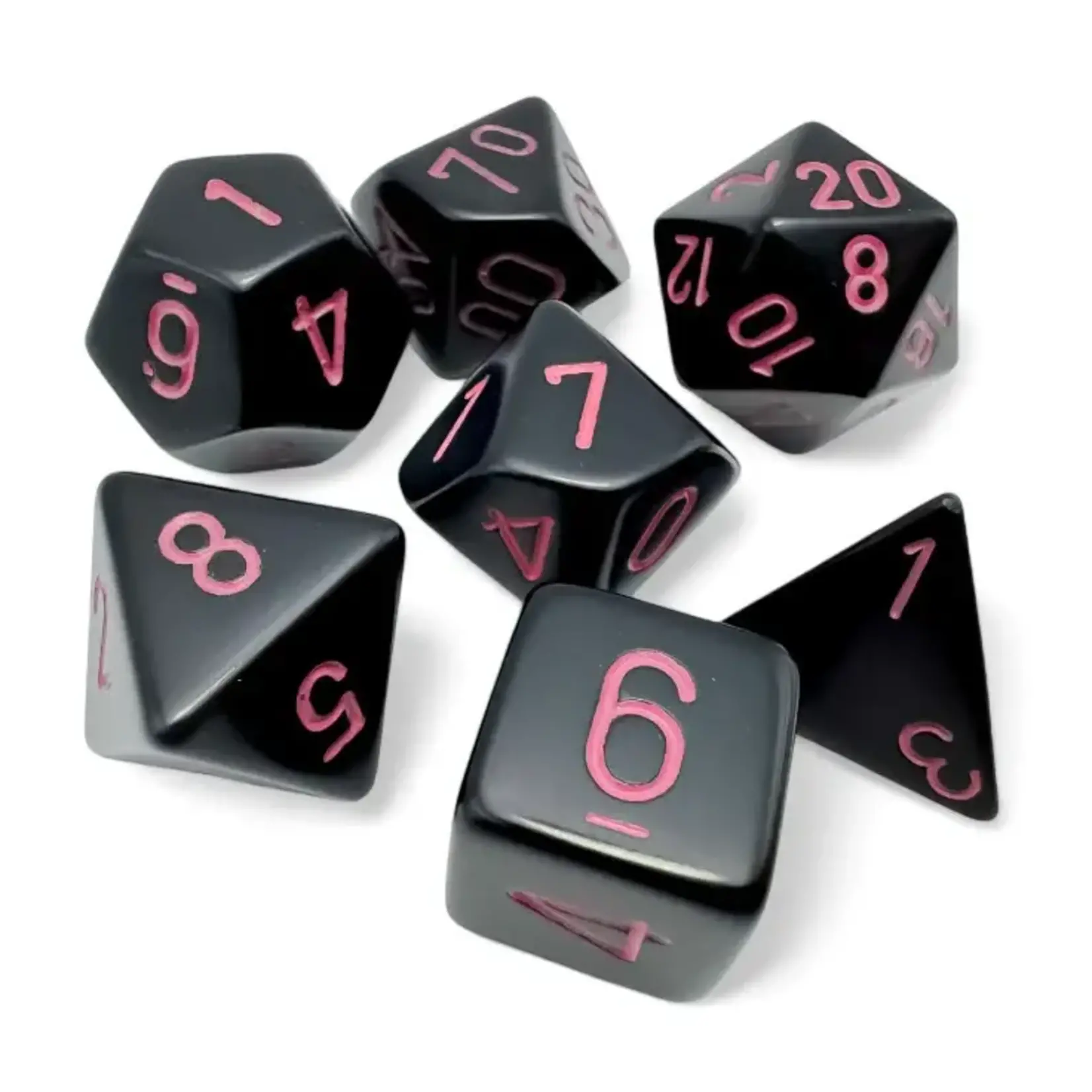 Chessex 7-Set Opaque Black with Pink CHX 25448