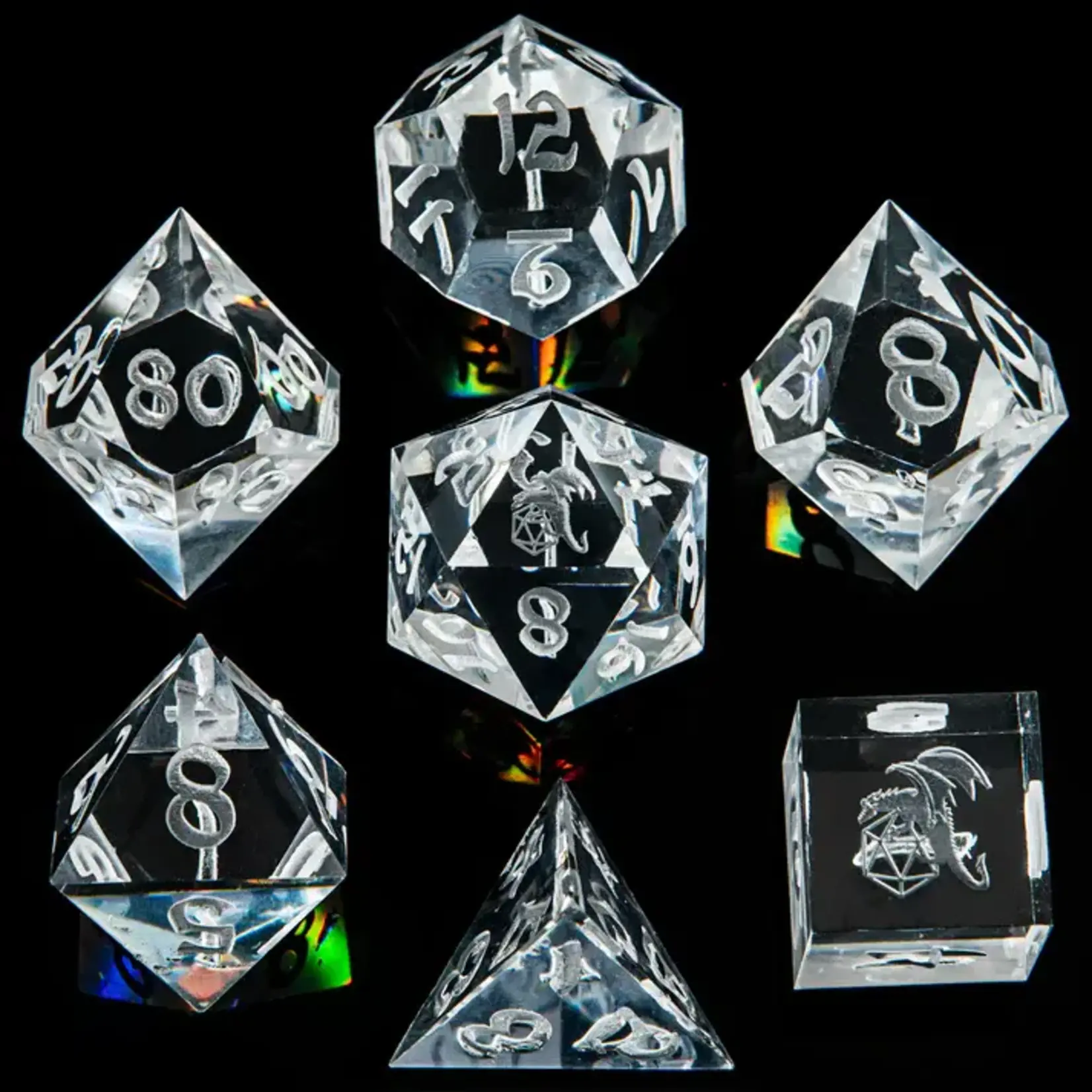 Hymgho Dice US 7-Set Sharp Edge Resin White Crystal