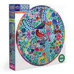 Eeboo Four Birds 500-Piece Round Jigsaw Puzzle