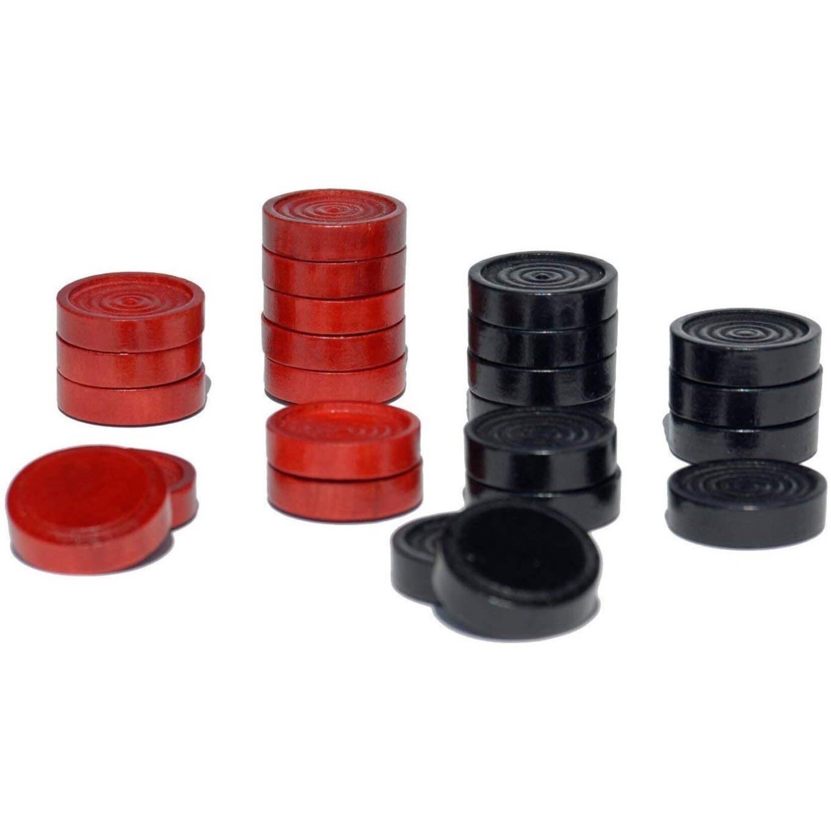 Wood Expressions Checkers Pieces (1.125-Inch, Red/Black, Wooden)