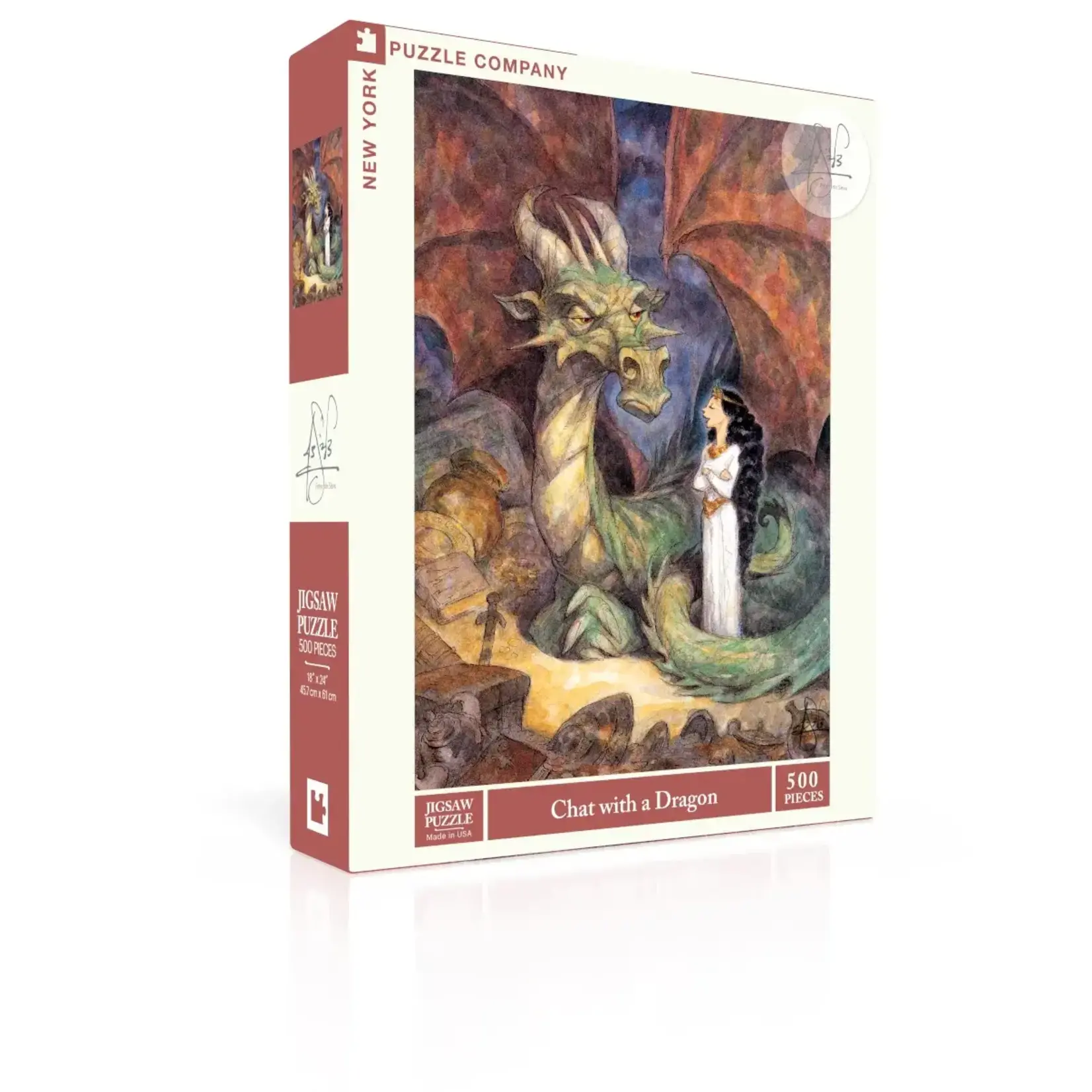 New York Puzzle Company Chat With a Dragon, 500-Piece Jigsaw Puzzle