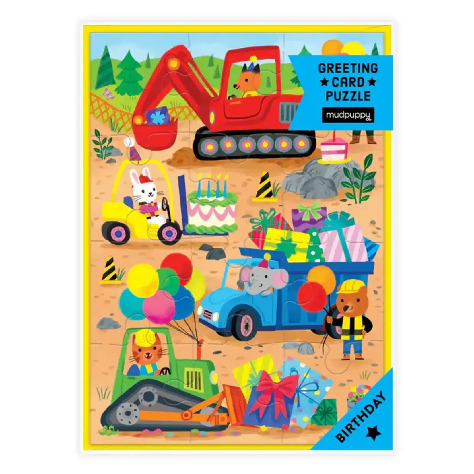 Mudpuppy Constuction Site 12 Piece Birthday Card Puzzle