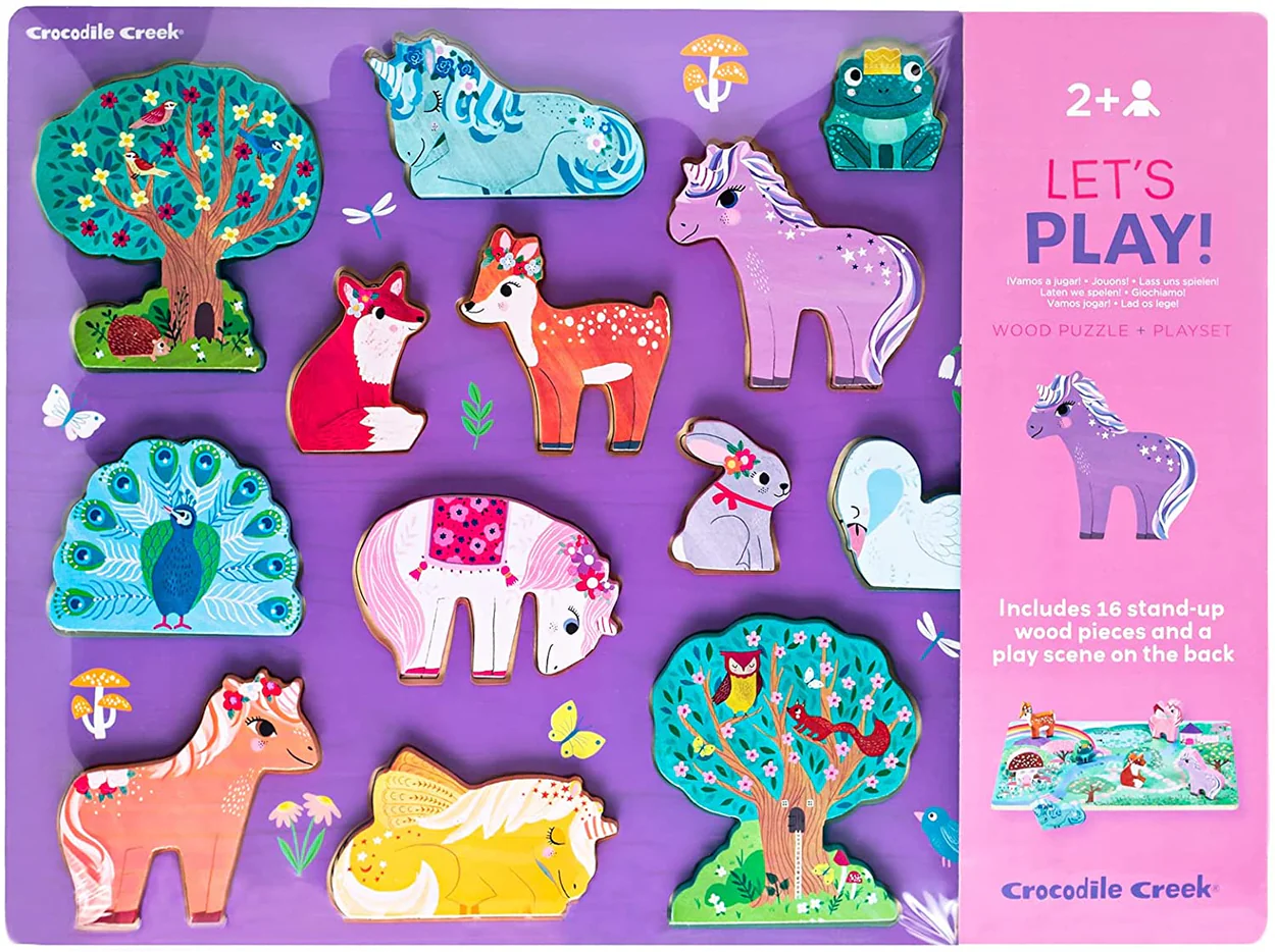 Crocodile Creek Unicorn Garden, 16-Piece Wooden Puzzle - Labyrinth