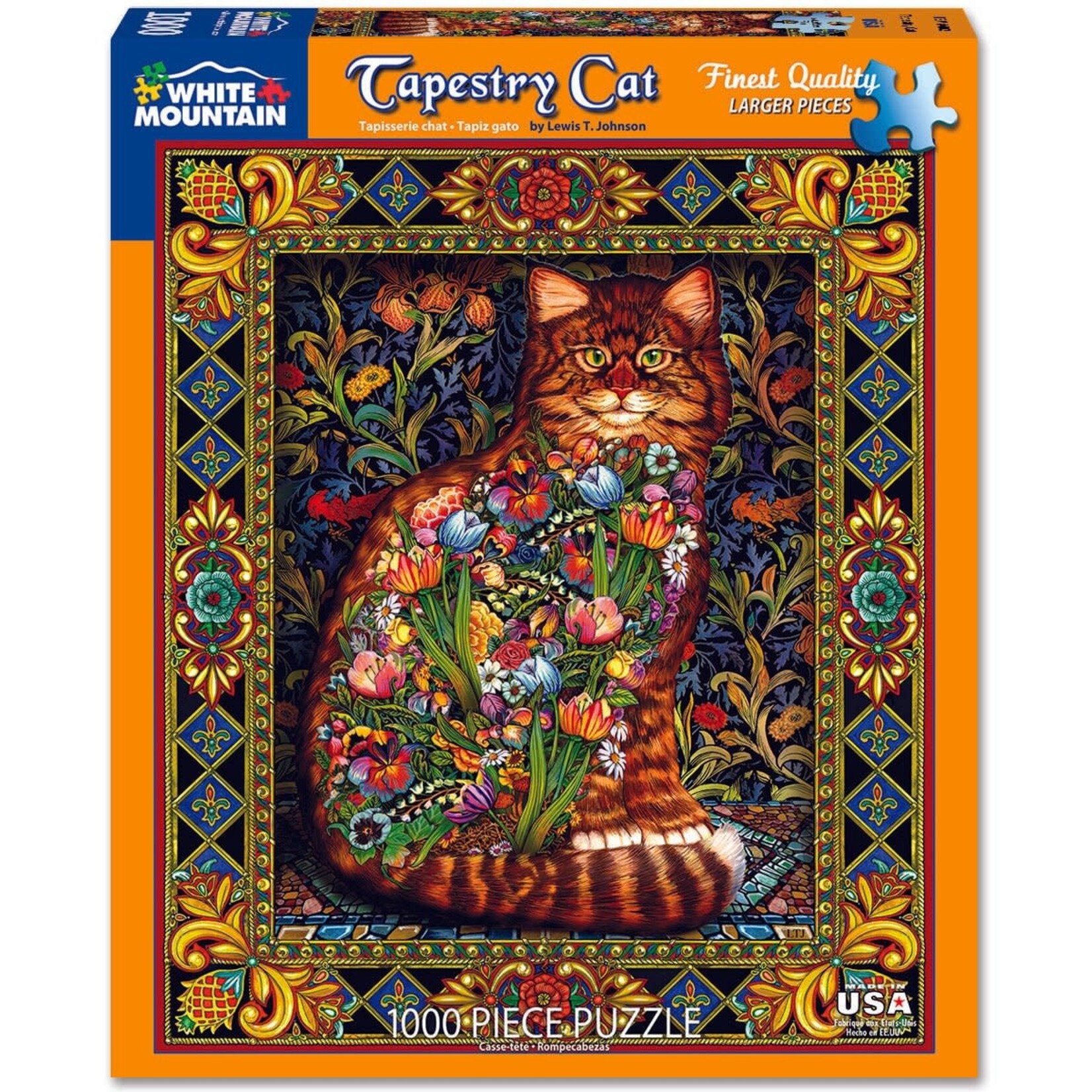 White Mountain Puzzles Tapestry Cat 1000-Piece Jigsaw Puzzle