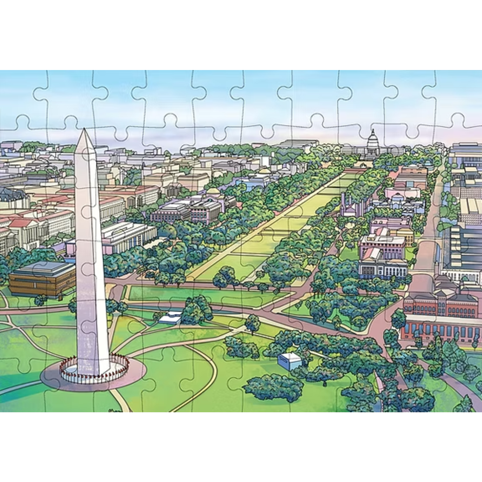 Color Our Town National Mall Greeting Card Puzzle 60 Piece