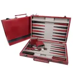 Wood Expressions 18-Inch Backgammon Set (Burgundy with Black Stripe)