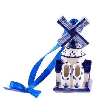 Windmill - Delft Blue with Clogs Christmas Ornament