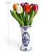 9 Mini Wooden Tulips in a Delft Blue Vase