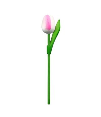 Large Wooden Dutch Tulip White & Pink