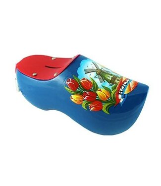 Blue Wooden Shoe Money Bank