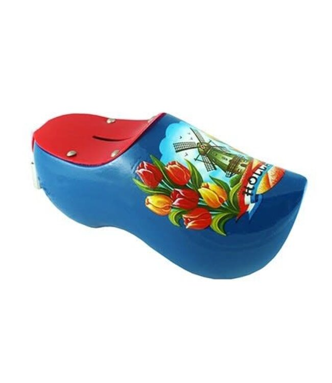 Blue Wooden Shoe Money Bank