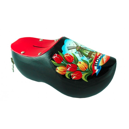 Black Wooden Shoe Money Bank