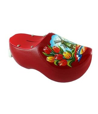 Red Wooden Shoe Money Bank