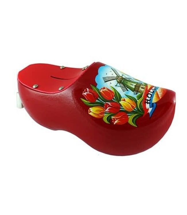 Red Wooden Shoe Money Bank