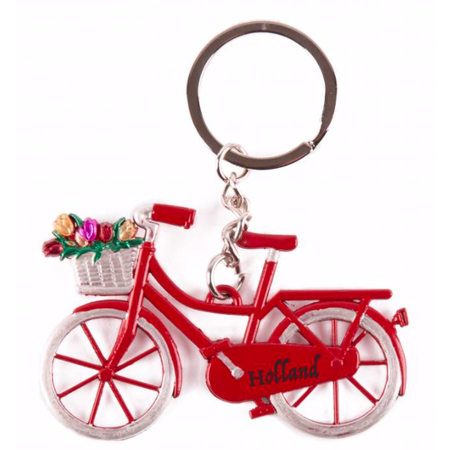 Red Bicycle with Tulips Keychain